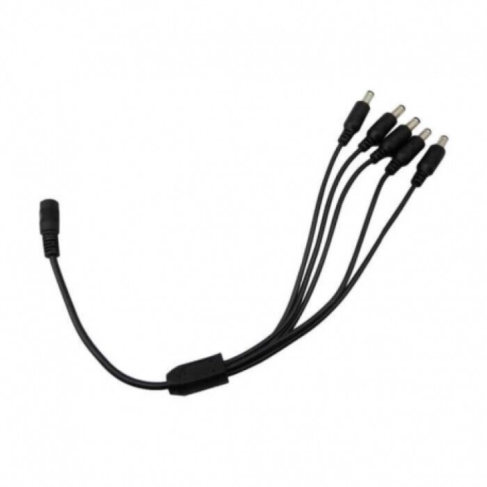 Splitter DC, 1 hembra (jack) a 5 machos (Plug) Marca Iflux