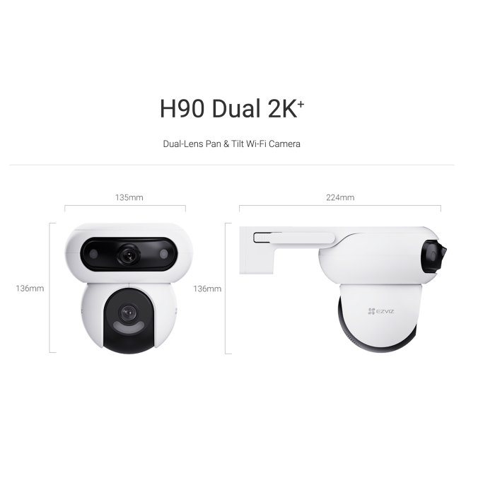 Cámara WiFi Ezviz 2K con doble lente, movimiento horizontal/vertical,