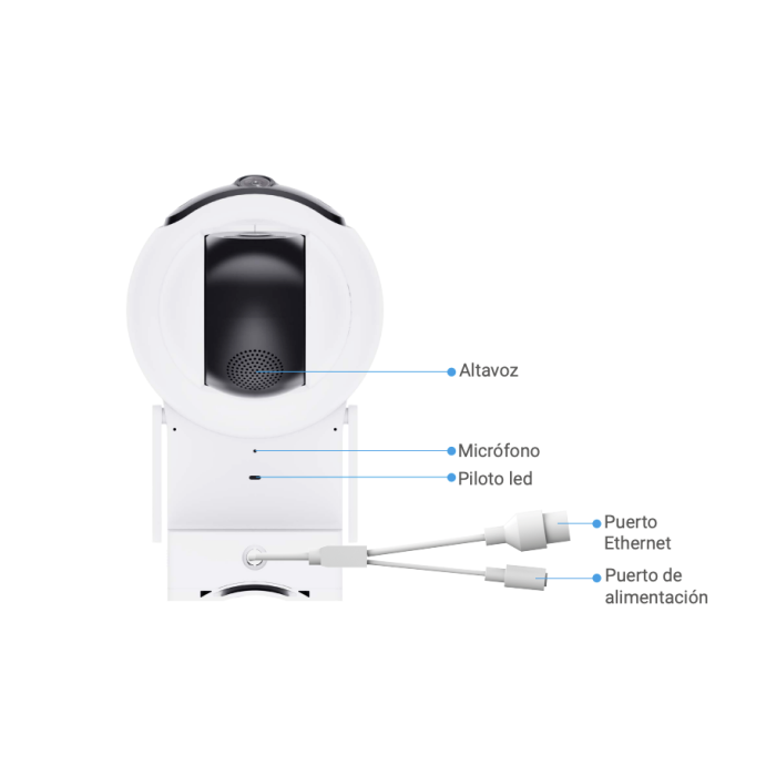 Cámara WiFi Ezviz 2K con doble lente, movimiento horizontal/vertical,