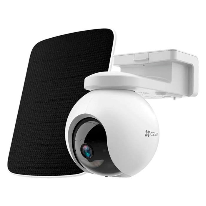 Kit de Cámara Wifi con panel solar, tipo C de 8mp, vista panorámica 360°, Seguimiento inteligente con detección humano y vehículo, visión a color, audio bi