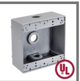 CAJA CUADRADA EXTERIOR FS TEKLINK-T 3 ENTRADAS 1/2 PULGADA INCLUYE 2 TAPONES DE CIERRE 2G50-3