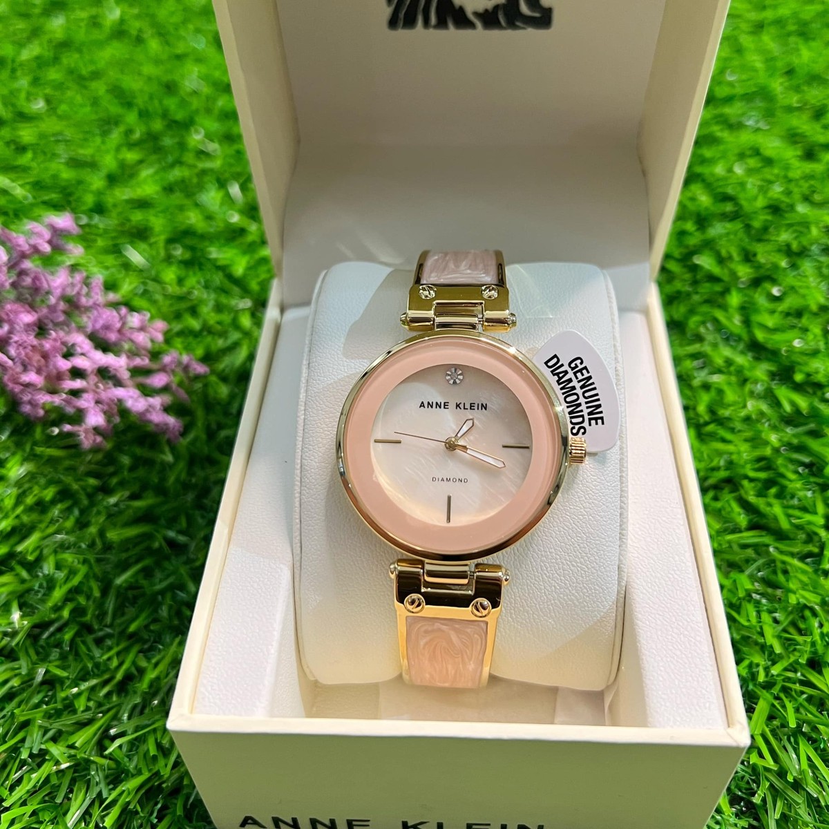 Anne Klein Marbelized Bangle Watch - blush pink (AK/002)