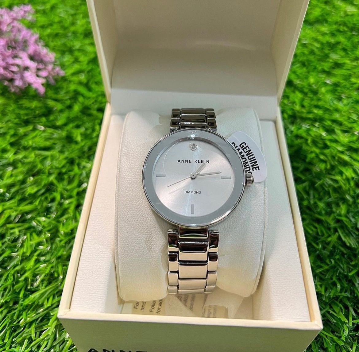 Anne Klein Genuine Diamond Bracelet Watch - silver (AK/007)