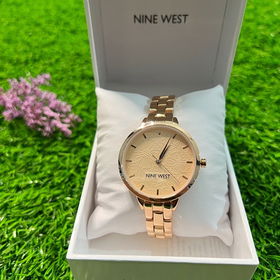Nine West Floral Dial Bracelet Watch - rose gold (NW/003)