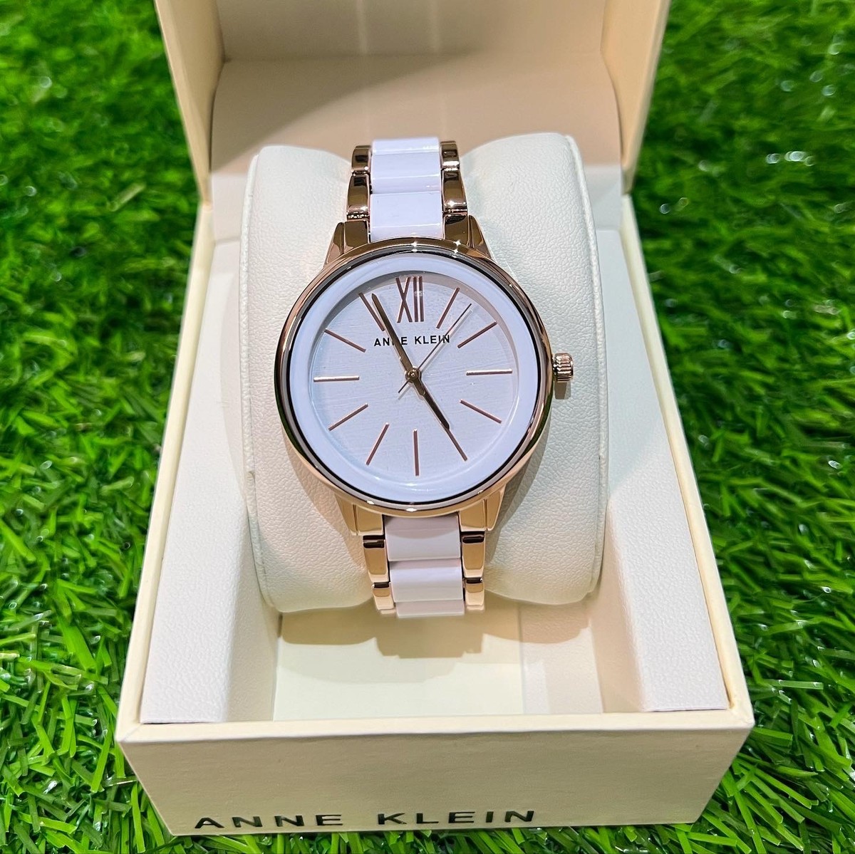 Anne Klein Resin Bracelet Watch - white/rose gold (AK/013)