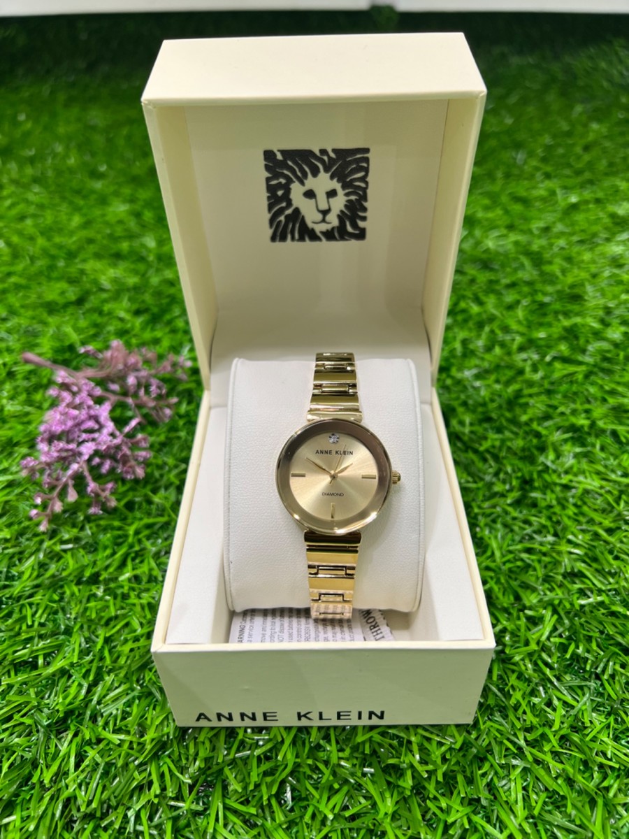 Anne Klein Genuine Diamond Slim Bracelet Watch - gold (AK/019)