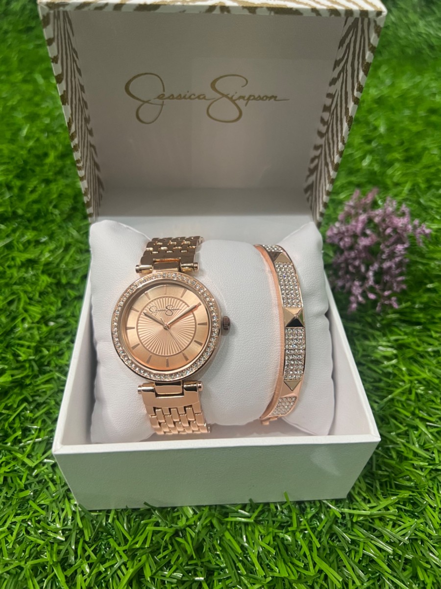 Jessica Simpson 2pc Watch & Bracelet set - rose gold