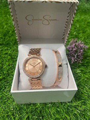 Jessica Simpson 2pc Watch & Bracelet set - rose gold