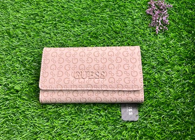 Guess Debossed Slim Tri-fold Wallet - blush pink