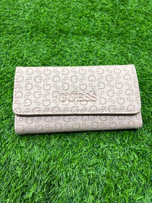 Guess Debossed Slim Tri-fold Wallet - neutral nude
