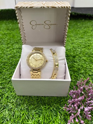 Jessica Simpson 2pc Watch & Bracelet set - gold