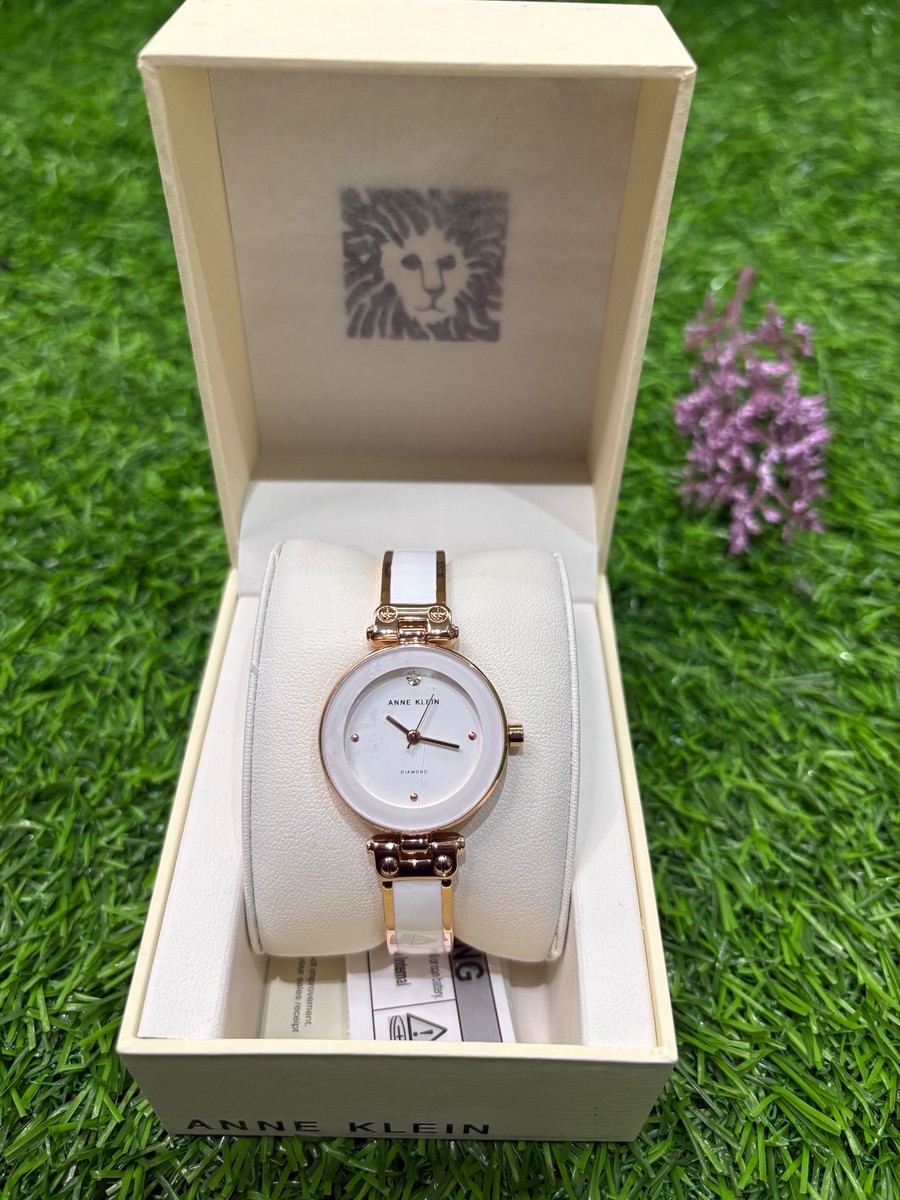 Anne Klein Genuine Diamond Bangle Watch - white/rose gold (AK/025)