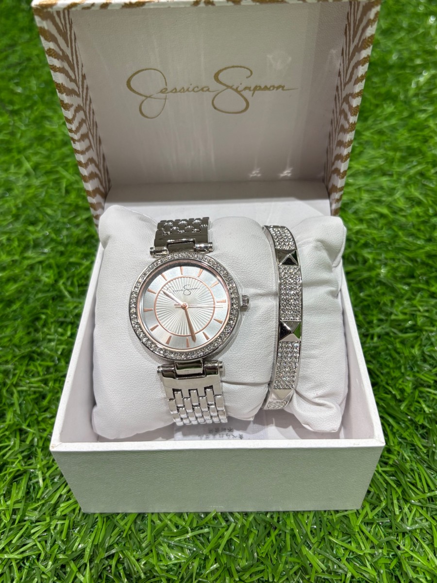 Jessica Simpson 2pc Watch & Bracelet set - silver