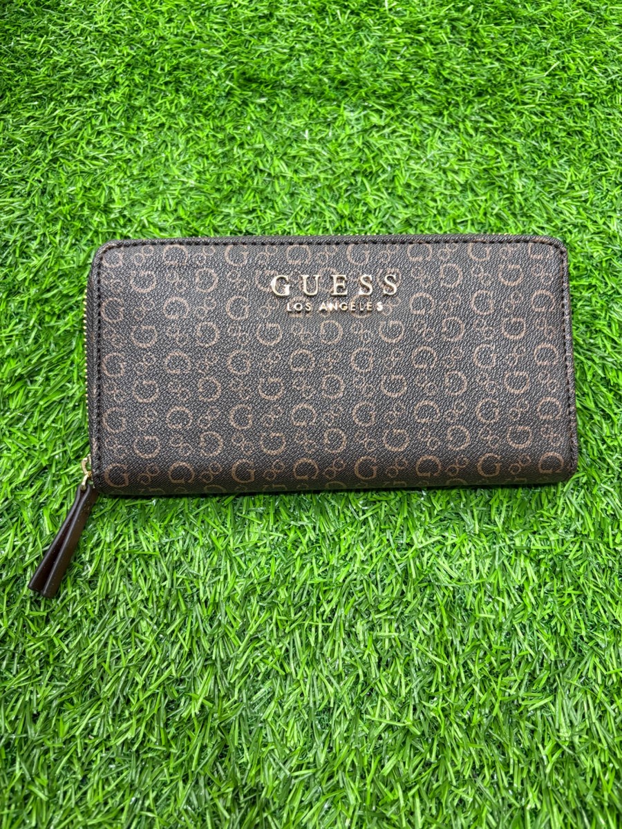 Guess Zip Wallet - brown logo