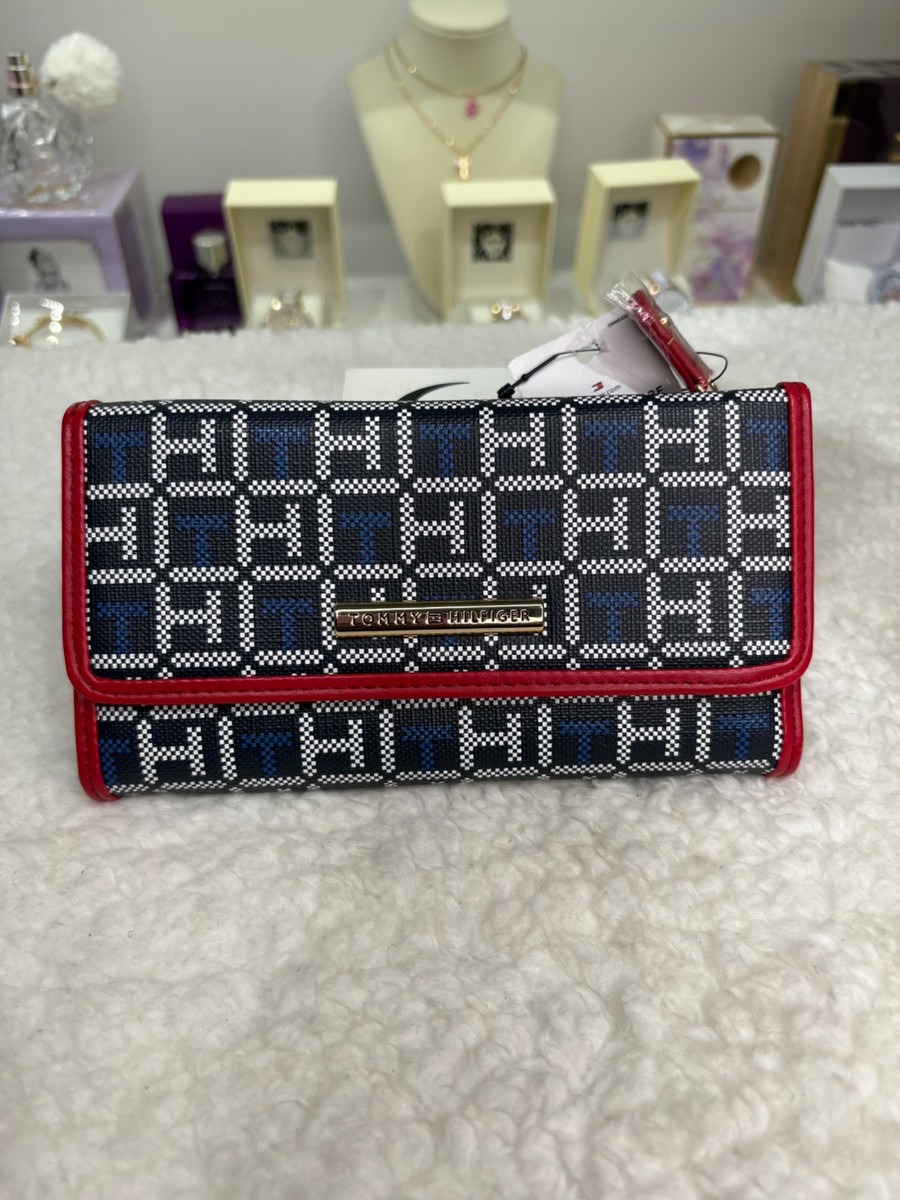 Tommy Hiliger Logo Print Wallet - navy/white/red
