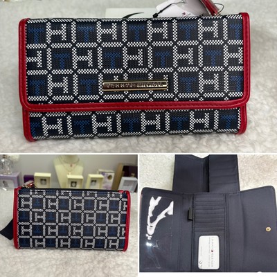 Tommy Hiliger Logo Print Wallet - navy/white/red