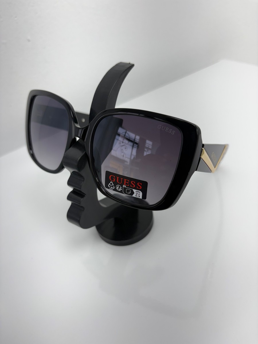 Guess Rectangular Sunglasses - black with leopard side (GUE/012)