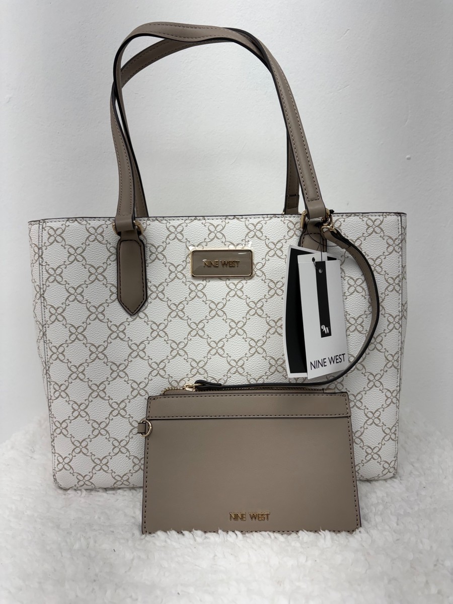 Nine West (Keifer) Satchel with pouch - white/pumice
