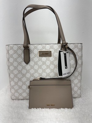 Nine West (Keifer) Satchel with pouch - white/pumice