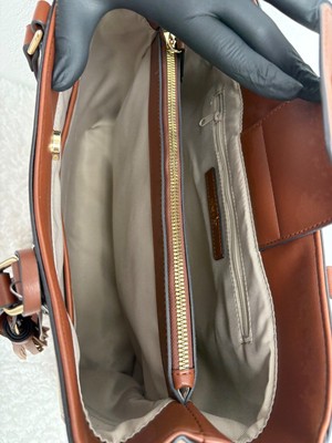 Nine West (Gracen) Color-block Satchel with tassel - brown/beige