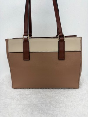 Nine West (Gracen) Color-block Satchel with tassel - brown/beige