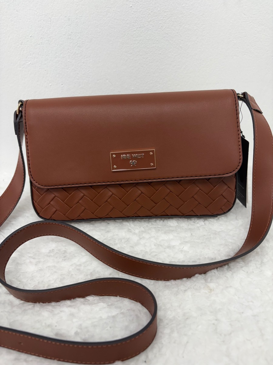 Nine West (Ledger) Woven Crossbody Bag - chestnut