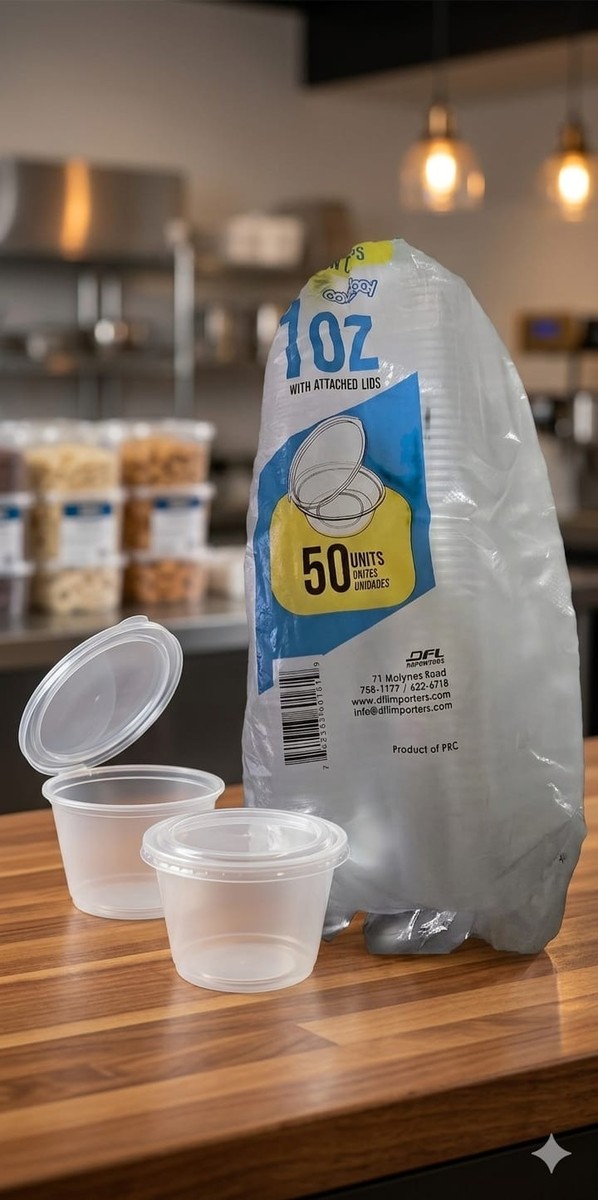 Covebay Portion Cups with Attached Lids 1oz 50pk