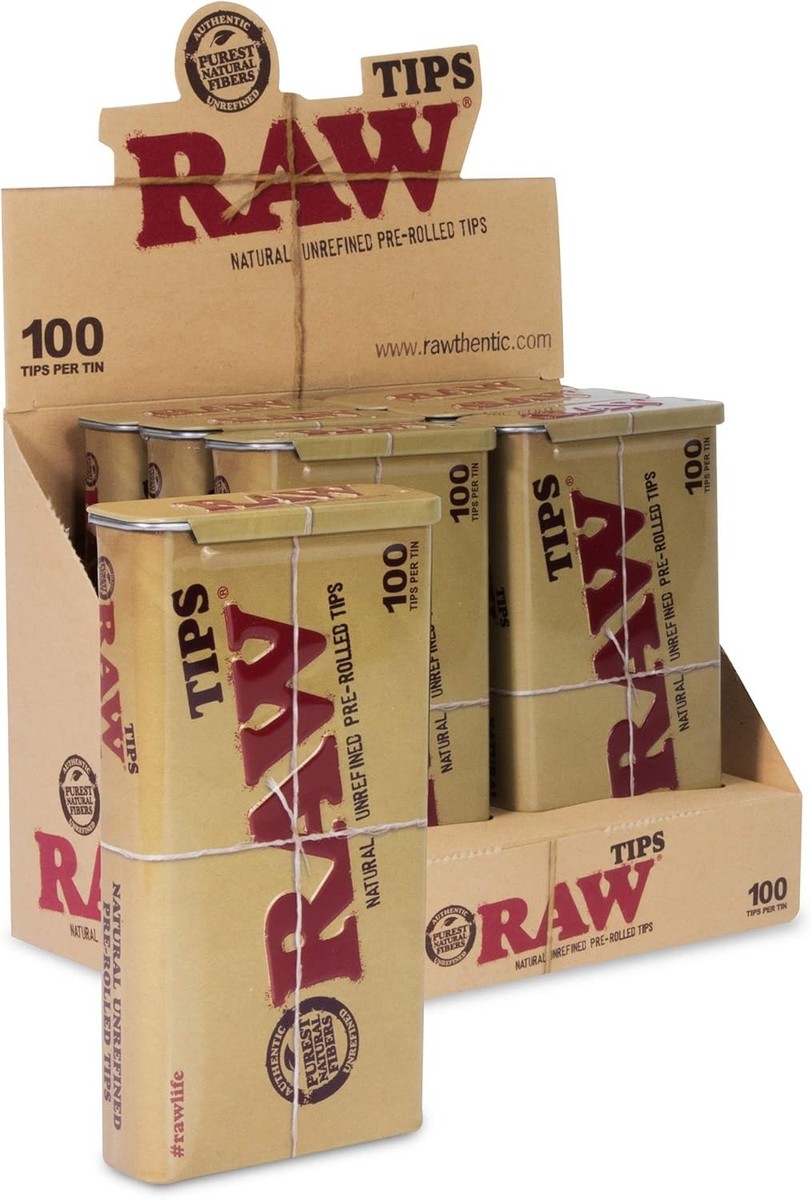 RAW Pre-rolled Tips - 100 Tips + Tin.