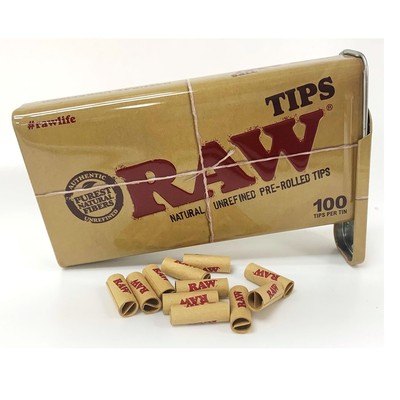 RAW Pre-rolled Tips - 100 Tips + Tin.
