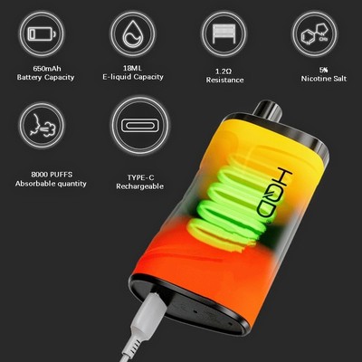 HQD Cuvie Mars Bar 8000 puffs. Clear.