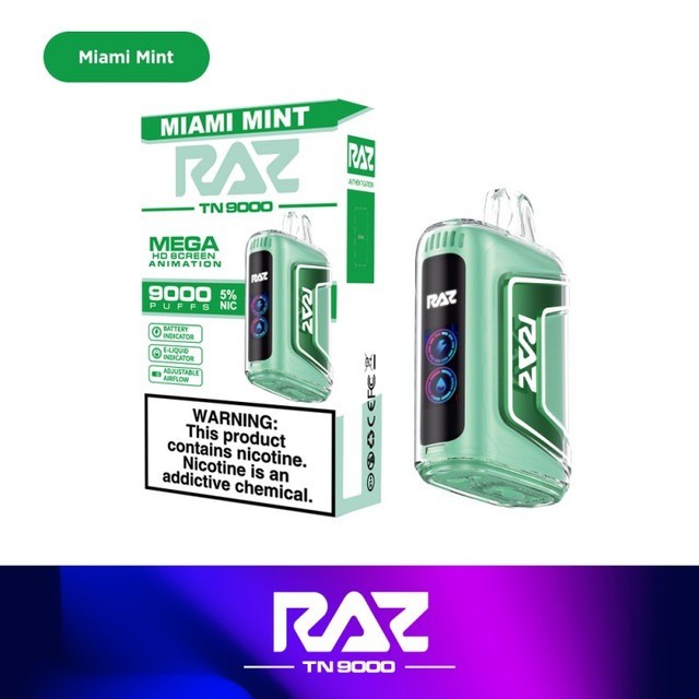 RAZ TN9000 Disposable Vape. Miami Mint.