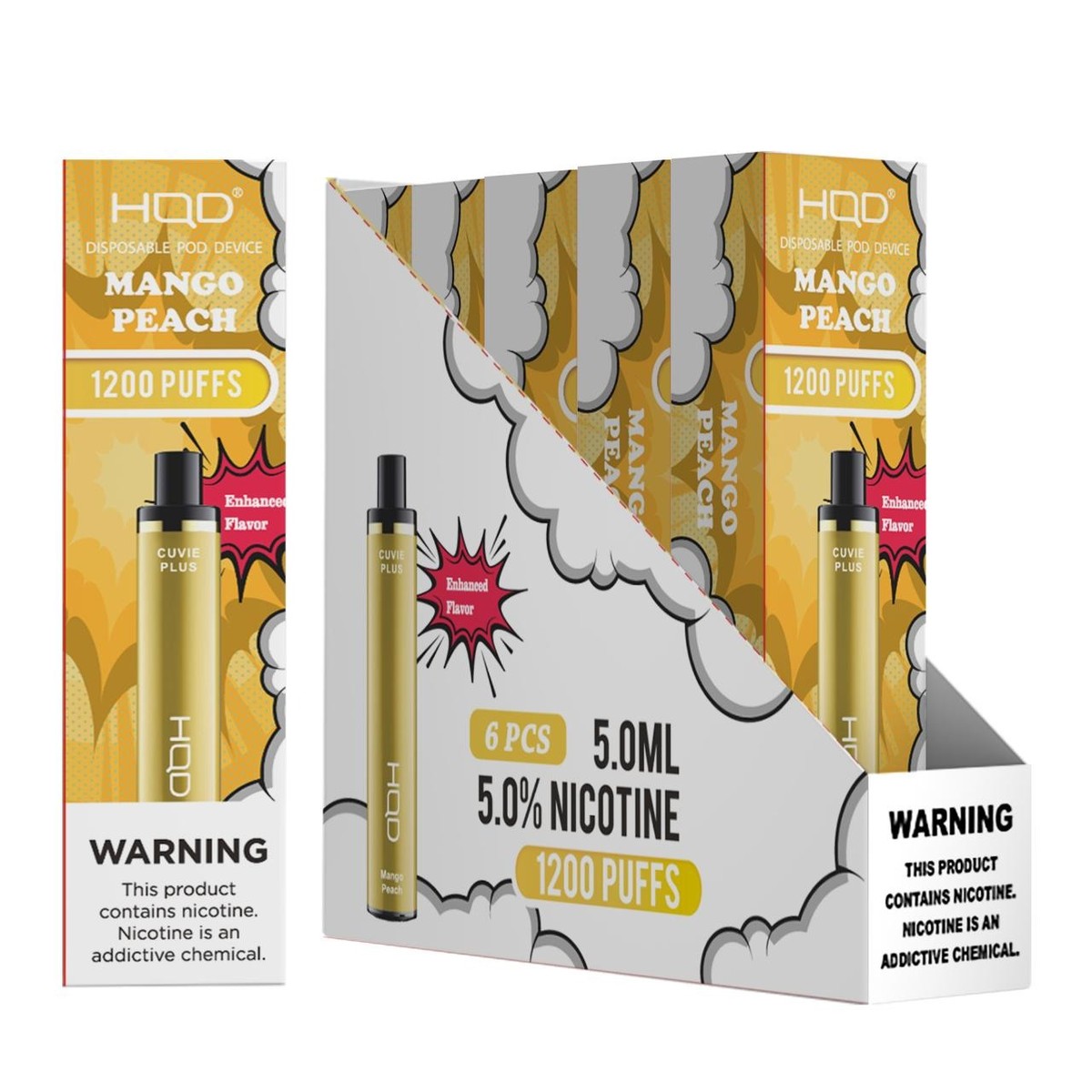 HQD Cuvie Plus 1200 puff. Mango Peach.