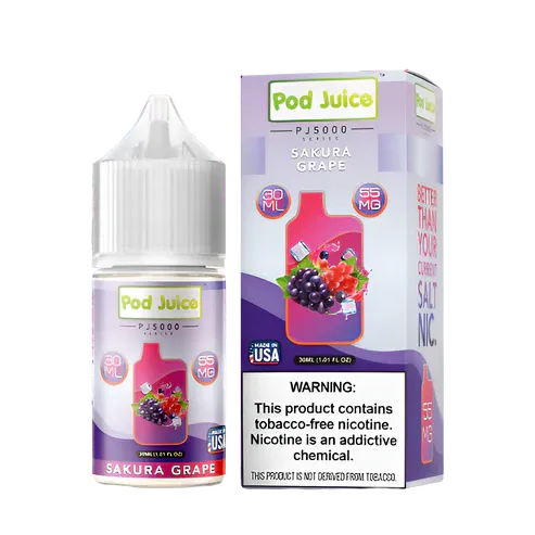 Pod Juice pj5000 E-Liquid 30ml. Sakura Grape.