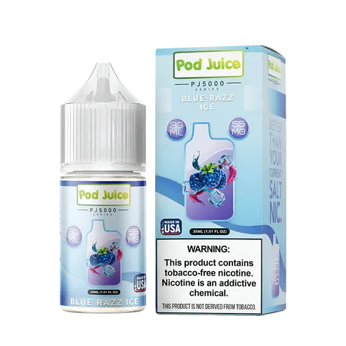 Pod Juice pj5000 E-Liquid 30ml. Blue Razz Ice.