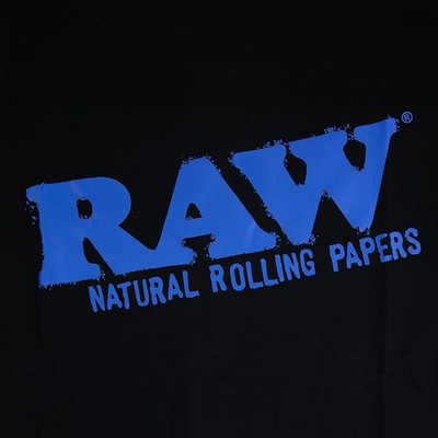 RAW Electric Blue Logo Tee. Hidden Zipper Pocket Black. Size -2xL