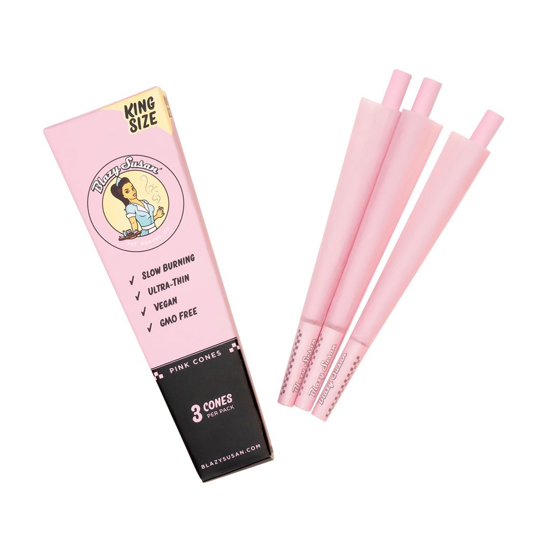 BLAZY SUSAN King Size Pink Pre Rolled Cones 3pk.