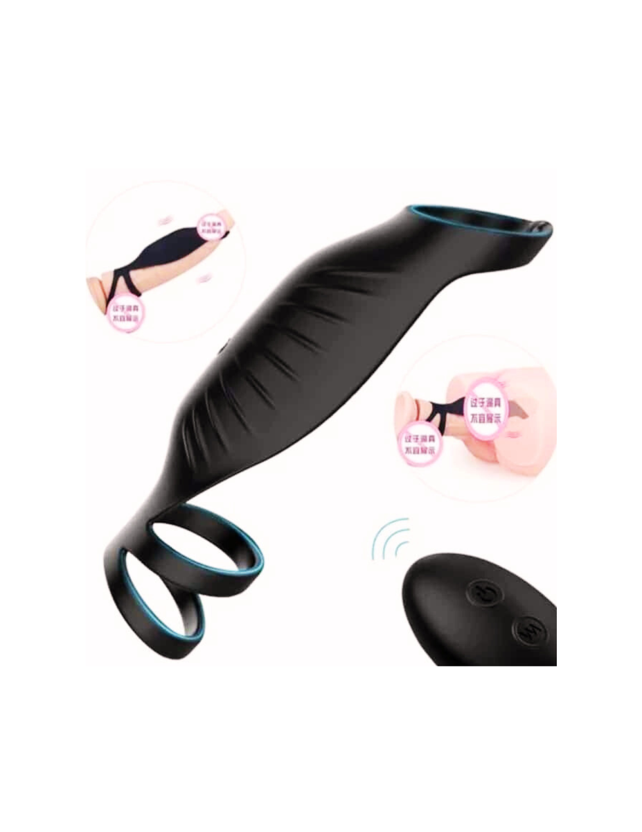Carnivore-RTC Vibrating Double Penis Cockring & Sleeve w/ Remote Control