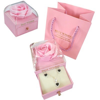 Juego de plata corazón negro