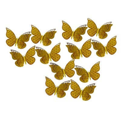 Mariposas decorativas 3D doradas 12U