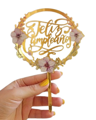 Topper feliz cumpleaños floral