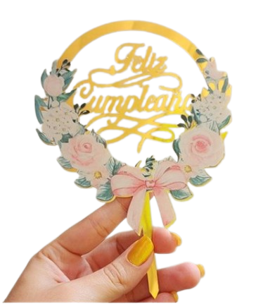 Topper feliz cumpleaños floral