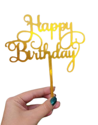 Topper happy birthday dorado