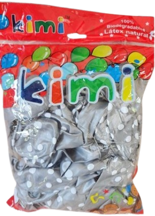 Globos plateado puntos blancos