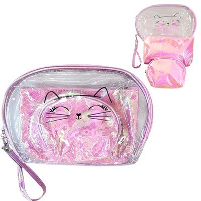 Cosmetiquera gatito (3 piezas)