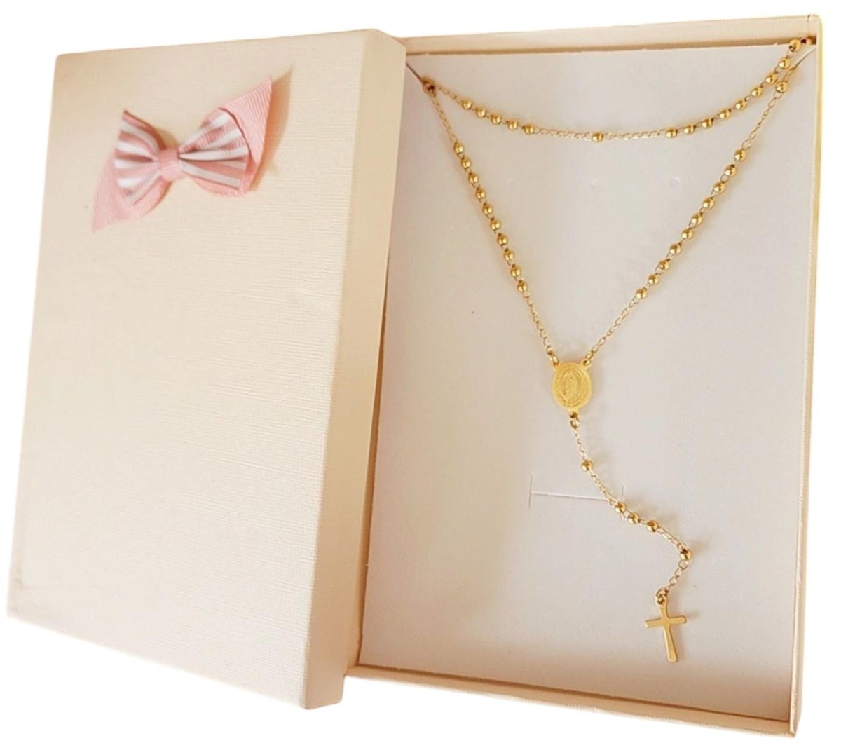 Rosario acerado dorado