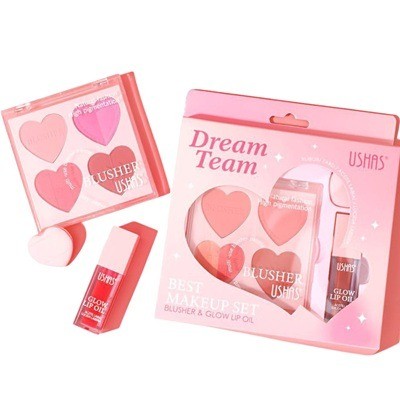 Set de rubores más labial y esponjita aplicadora