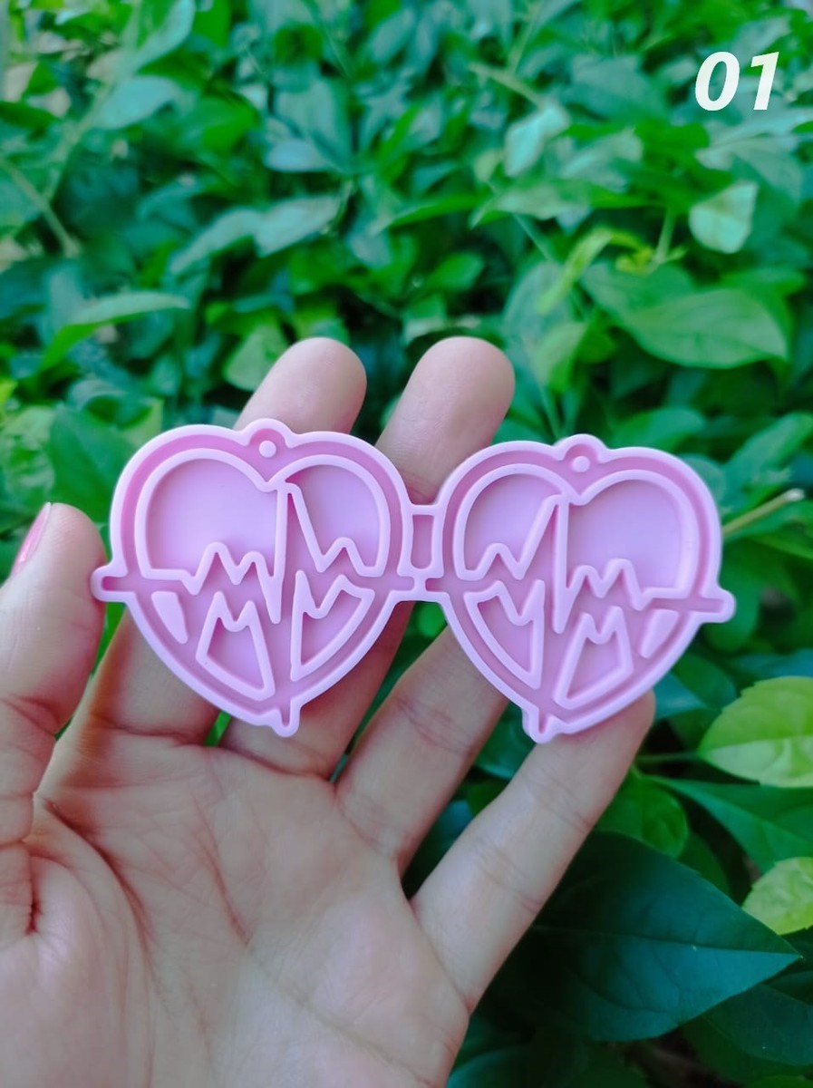 Moldes para resina-Aretes de corazón