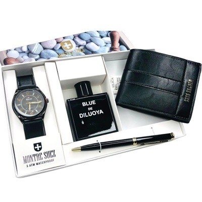 Set de billetera más reloj más bolígrafo y mini perfume