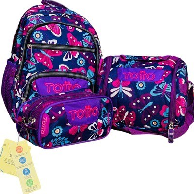 Mochila + lonchera + cartuchera Totto