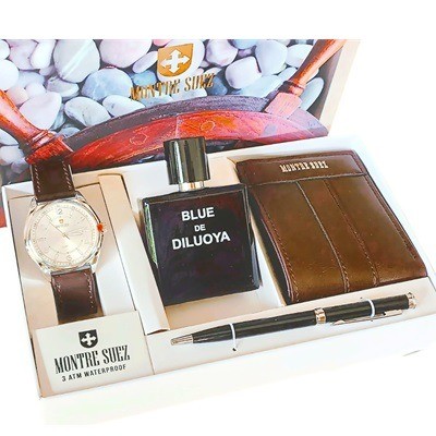 Set de billetera más reloj más bolígrafo y mini perfume